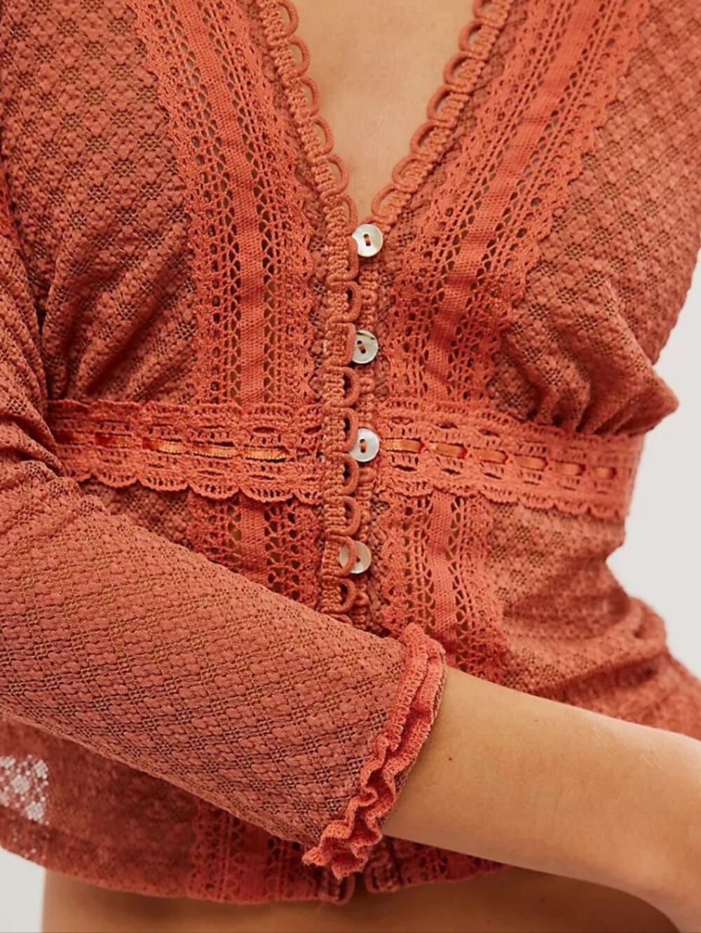 Free People Kika Top * Large * NWT * Gorgeous * Rusty Brown